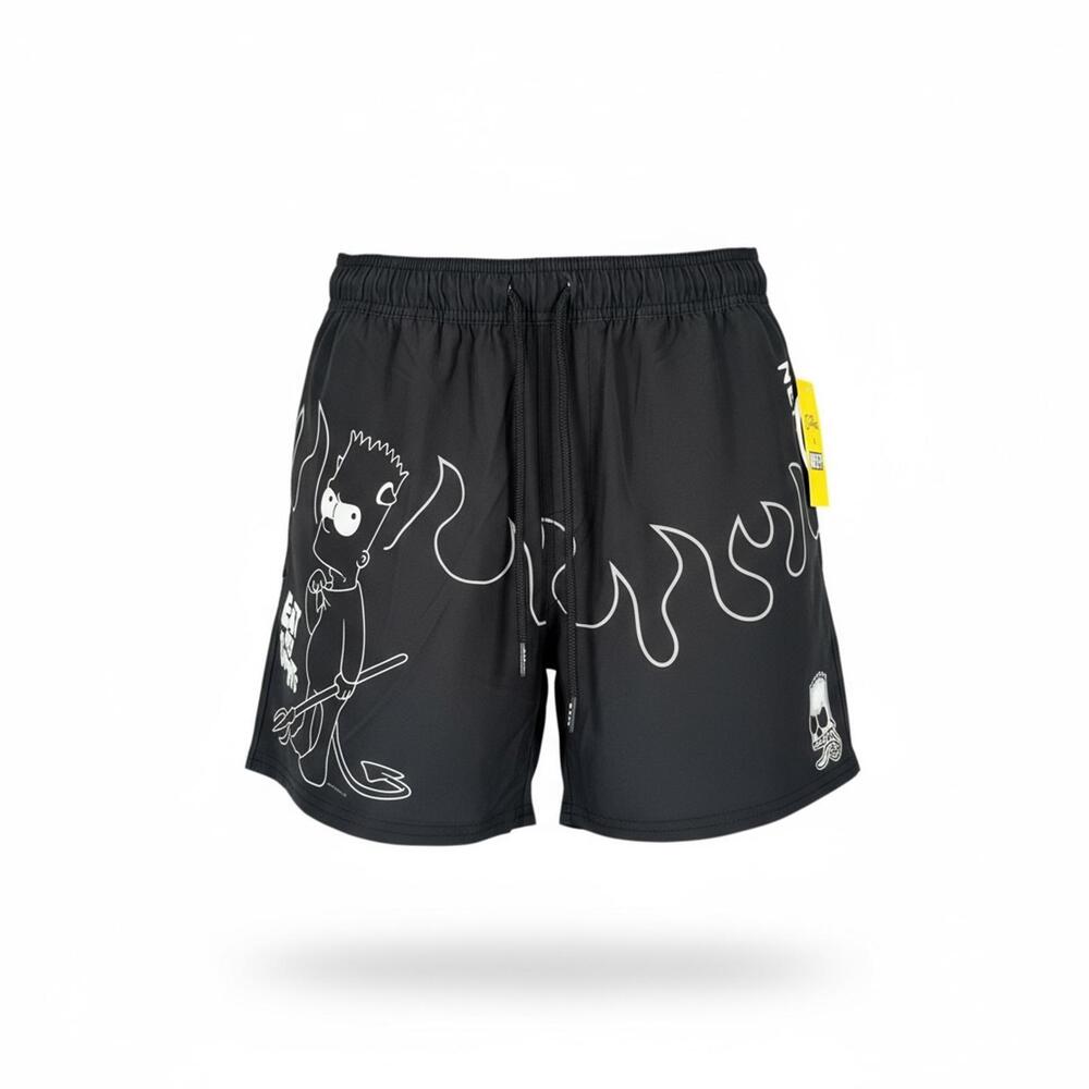 Neff The Simpsons Black Men's Black Casual Shorts Large Swim Bart Eat‎ My Shorts